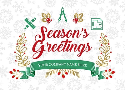 Architects Snowflake Christmas Card (Glossy White) 