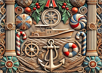 Boat Christmas Card Hopeful (Glossy White) 