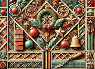 Bricklayer Christmas Card Colorful