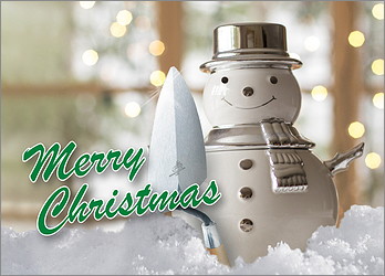 Bricklayer Snowman Holiday Card