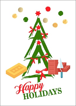 Bricklayers Tree Holiday Card