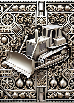 Bull Dozer Christmas Flowery