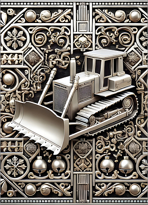 Bull Dozer Christmas Flowery