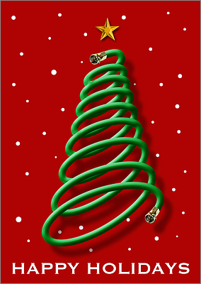 Cable Christmas Tree Card (Glossy White)