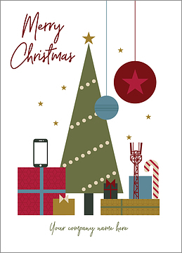 Cell Tower Green Tree Christmas Card