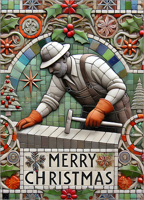 Construction Christmas Card Merry (Glossy White)