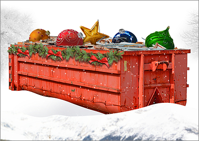 Construction Cleanup Holiday Card (Glossy White)