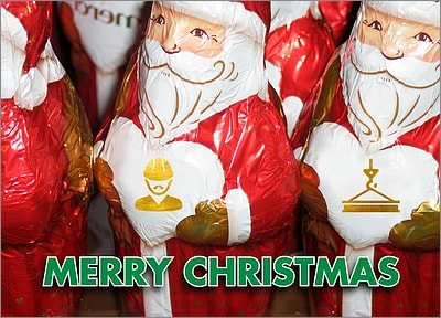 Construction Santas Card (Glossy White) 