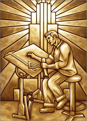 Drafting Table Christmas Card (Glossy White) 