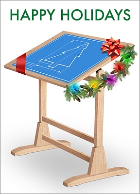 Drafting Tree Christmas Card (Glossy White) 