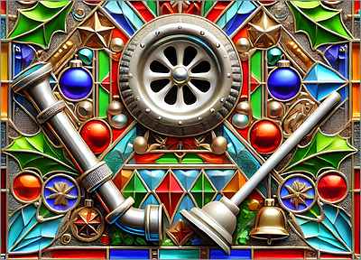 Drain Cleaning Christmas Card Glowing (Glossy White) 