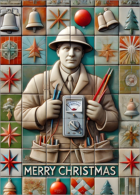 Electrical Christmas Card Dazzling (Glossy White) 