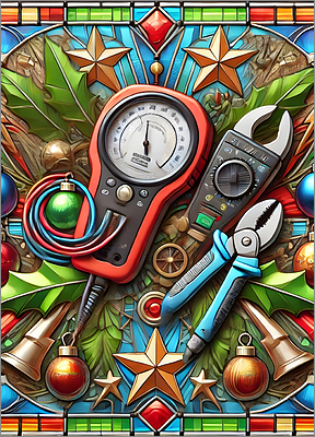 Electrical Christmas Card Gleaming (Glossy White) 