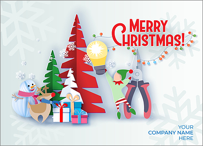 Electrical Merry Elf Card (Glossy White)