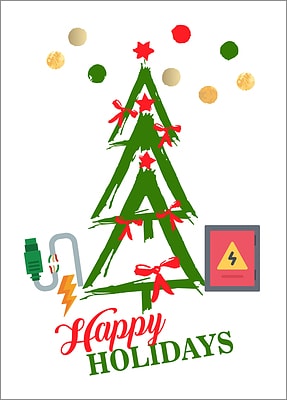 Electricians Tree Holiday Card