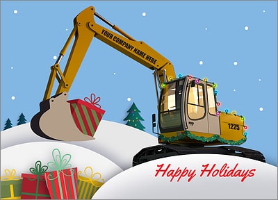 Excavator Christmas Card (Glossy White)