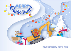 Excavator Snowflakes Card