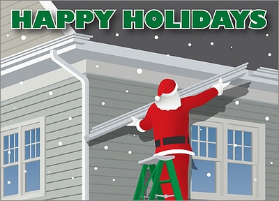 Gutter Installer Christmas Card (Glossy White)