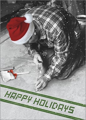 Happy Holidays Tile worker (Glossy White)