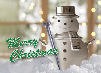 Ironworker Snowman Holiday Card