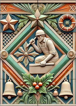 Laborer Christmas Card Amused