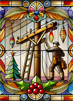 Lineman Christmas Card  Dynamic (Glossy White)