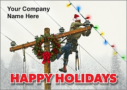 Linemen Lights Christmas Card