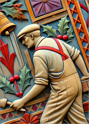 Painter Christmas Card Spotlit (Glossy White) 