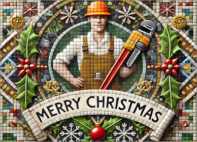 Plumber Christmas Card Incredible (Glossy White)