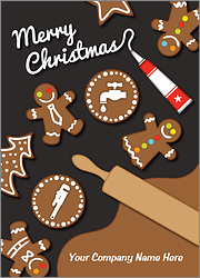Plumbing Gingerbread Christmas Card