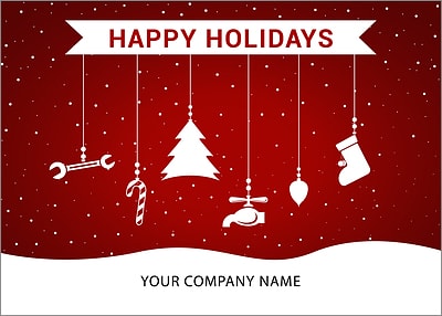 Plumbing Ornaments Holiday Card (Glossy White) 