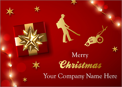Red Lawn Care Christmas Card (Glossy White) 