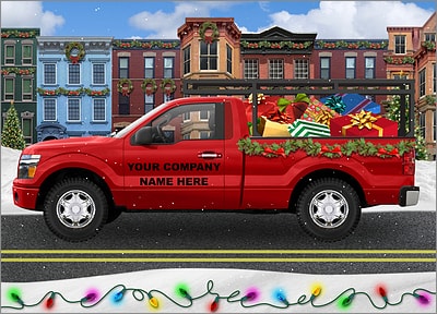 Red Pickup Christmas Card