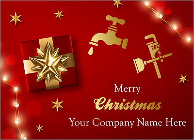 Red Plumbing Christmas Card