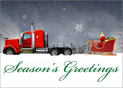 Reindeer Truck Christmas Card (Glossy White) 