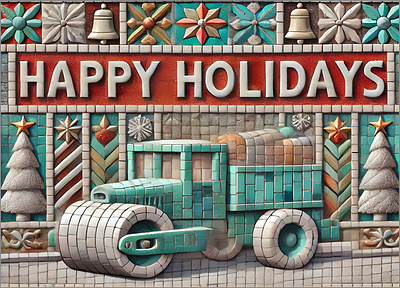 Road Roller Christmas Card Glad