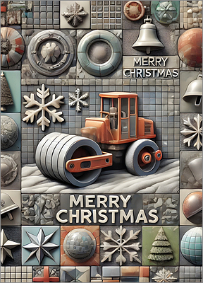 Road Roller Christmas Card Roister