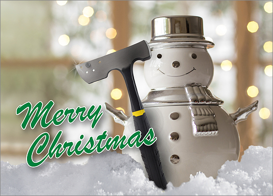 Roofing Snowman Holiday Card
