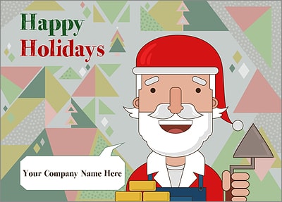 Santa Bricklayers Christmas Card (Glossy White)