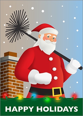 Santa Chimney Christmas Card (Glossy White)