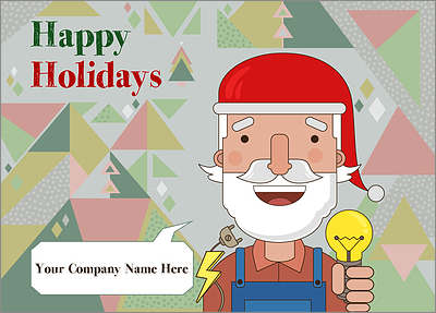 Santa Electricians Christmas Card (Glossy White) 