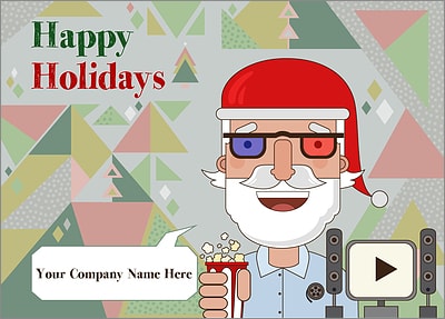 Santa Theater Christmas Card (Glossy White)