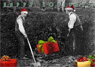 Shovel Laborers Christmas Card