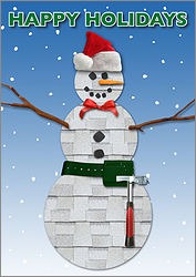 Snowman Roofing Christmas Card