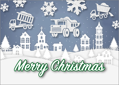 Snowy Dump Truck Card (Glossy White) 