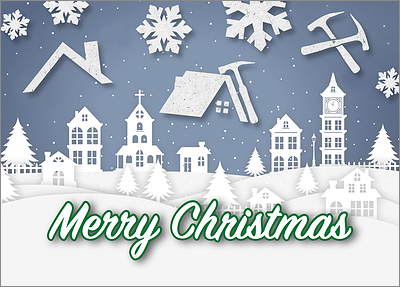 Snowy Roofing Card (Glossy White)