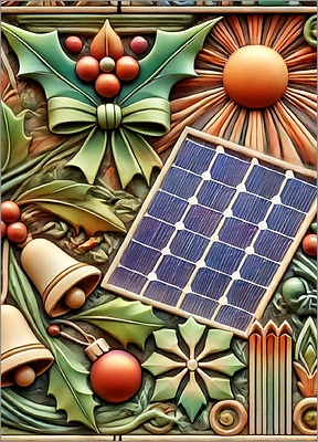 Solar Panel Christmas Card Flowing (Glossy White) 