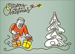 Welder Snow Tree Card