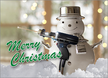 Welder Snowman Holiday Card