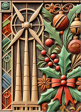 Wind Turbine Christmas Card Graceful